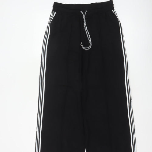 Marks & Spencer Women's Black UK 10 Long Wide-Leg Stripe Trousers
