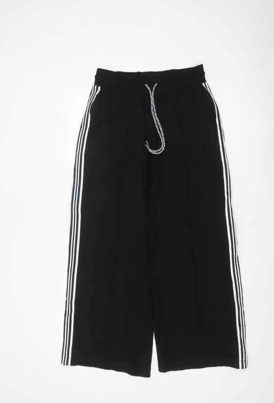 Marks & Spencer Women's Black UK 10 Long Wide-Leg Stripe Trousers