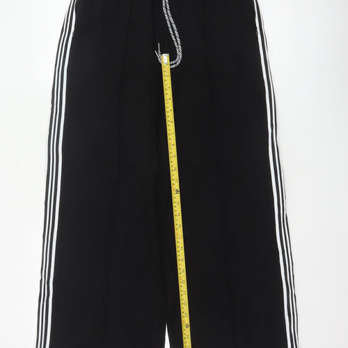 Marks & Spencer Women's Black UK 10 Long Wide-Leg Stripe Trousers