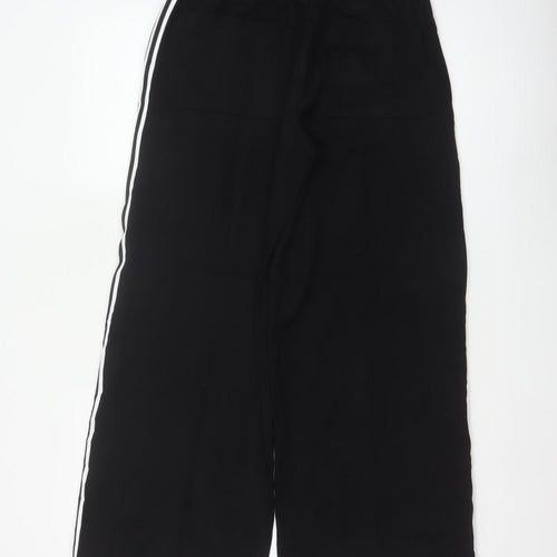 Marks & Spencer Women's Black UK 10 Long Wide-Leg Stripe Trousers