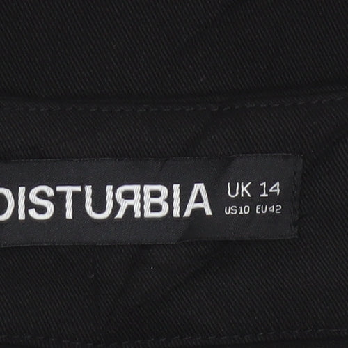 Disturbia Women Black UK 14 Gothic Lace Up Midi Pencil Skirt