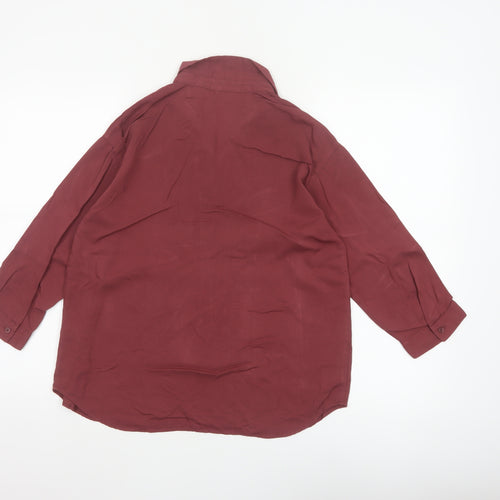 Uniqlo Women Red S Relaxed Collared Long Sleeve Viscose Blouse