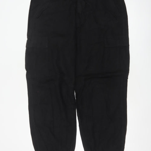 M&S Women’s Black Size 16 Regular Cargo Tapered Trousers Pockets