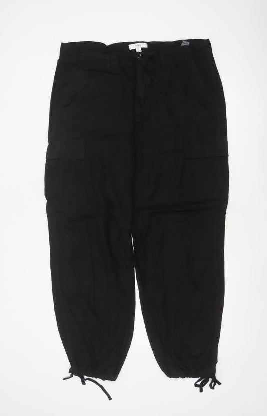 M&S Women’s Black Size 16 Regular Cargo Tapered Trousers Pockets