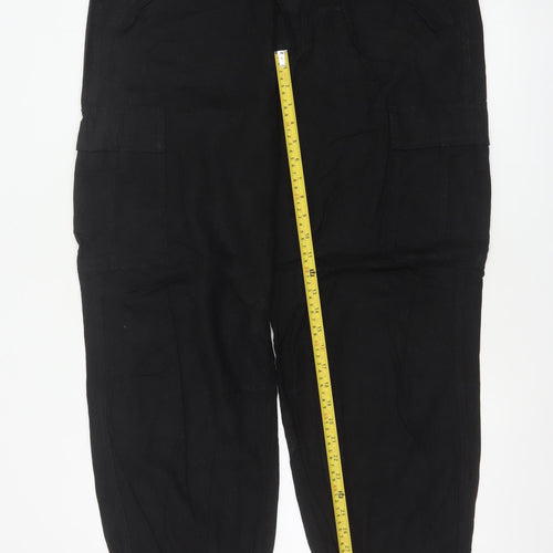M&S Women’s Black Size 16 Regular Cargo Tapered Trousers Pockets