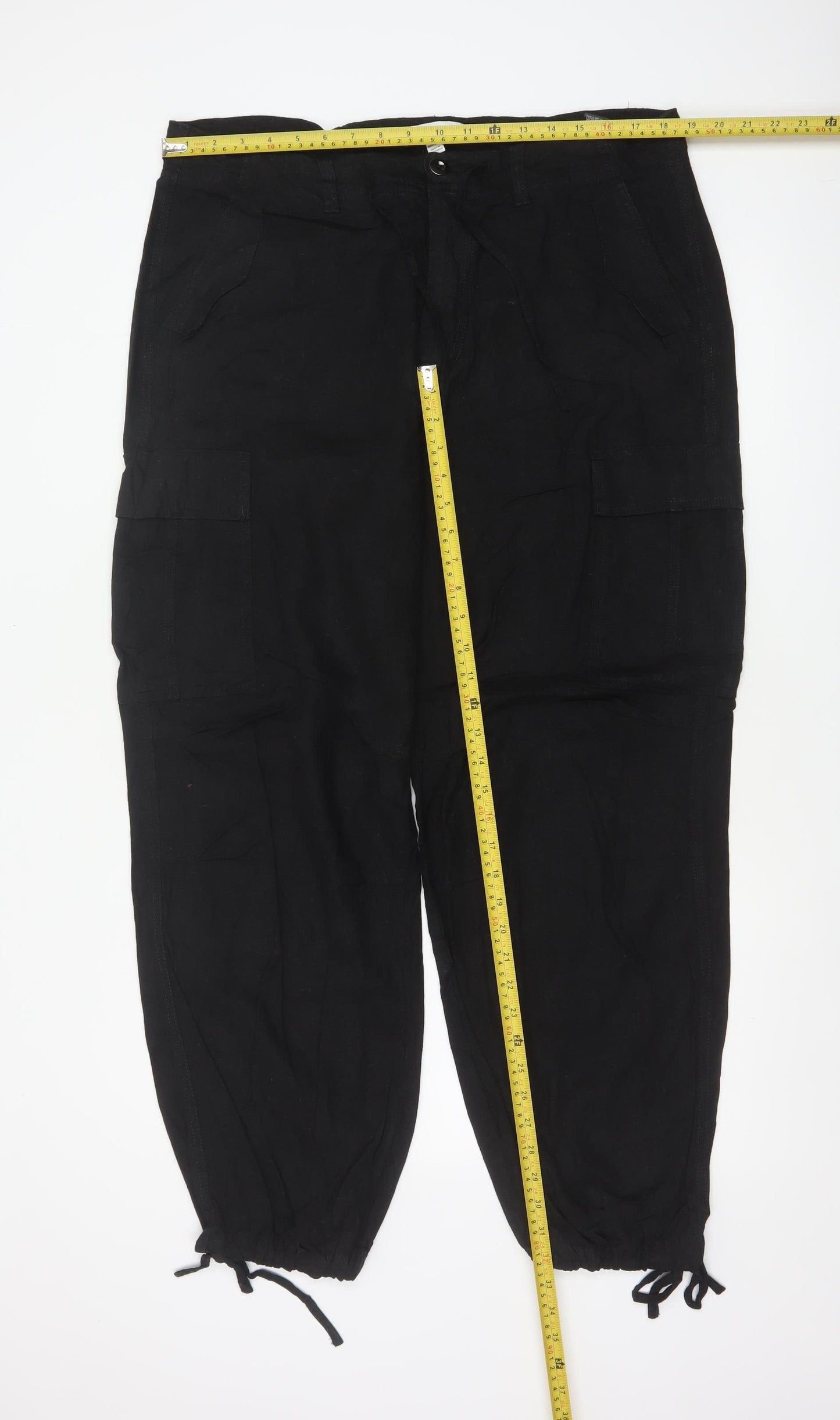M&S Women’s Black Size 16 Regular Cargo Tapered Trousers Pockets