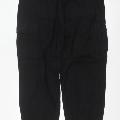 M&S Women’s Black Size 16 Regular Cargo Tapered Trousers Pockets