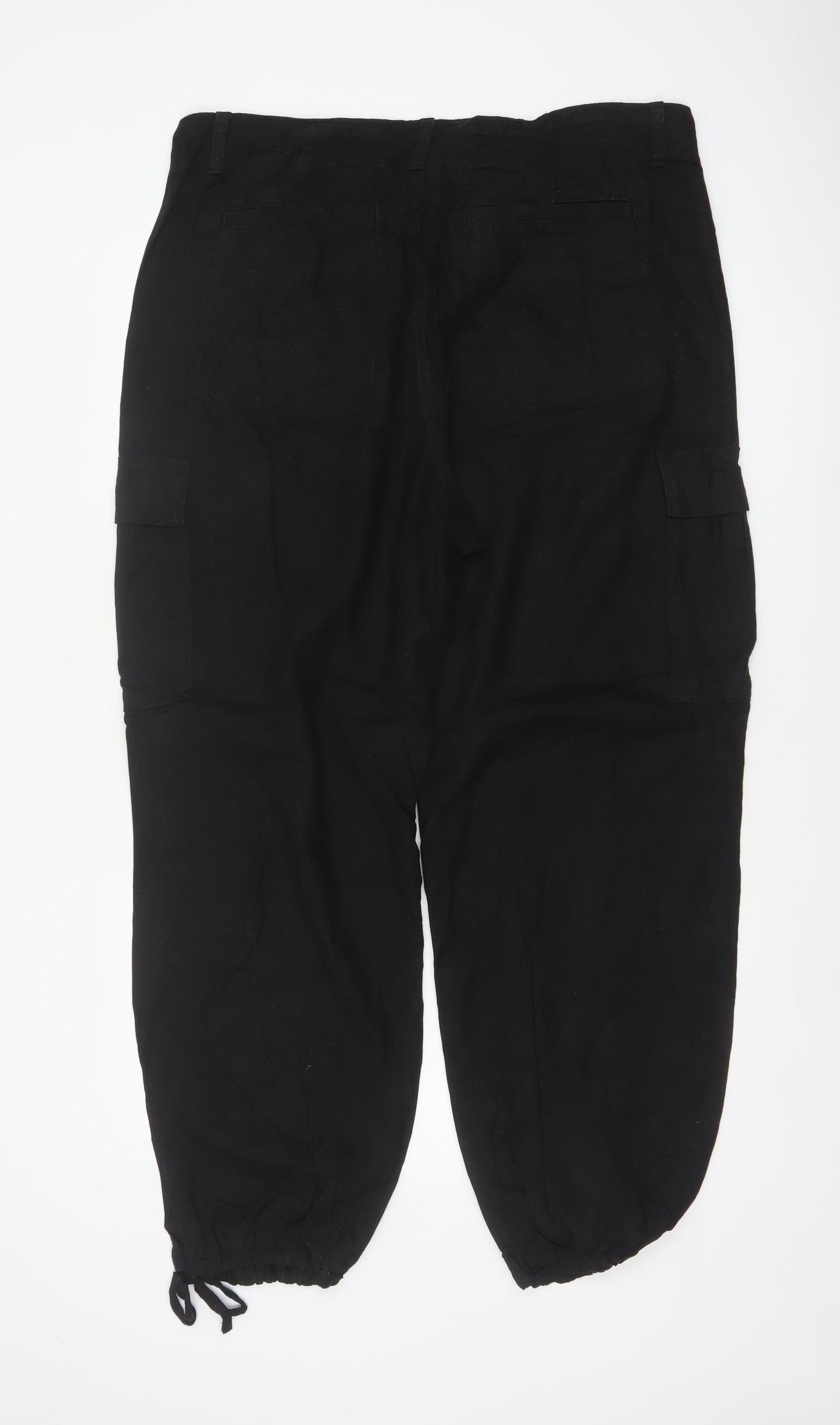 M&S Women’s Black Size 16 Regular Cargo Tapered Trousers Pockets