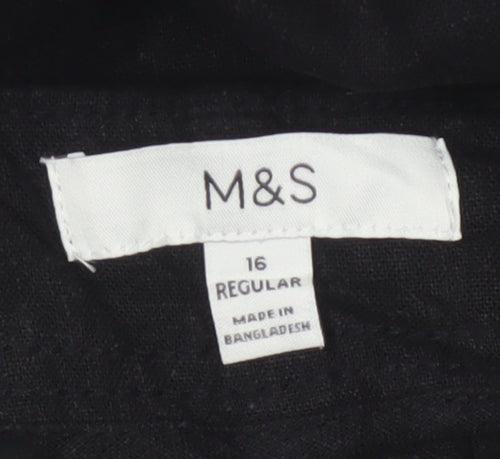 M&S Women’s Black Size 16 Regular Cargo Tapered Trousers Pockets