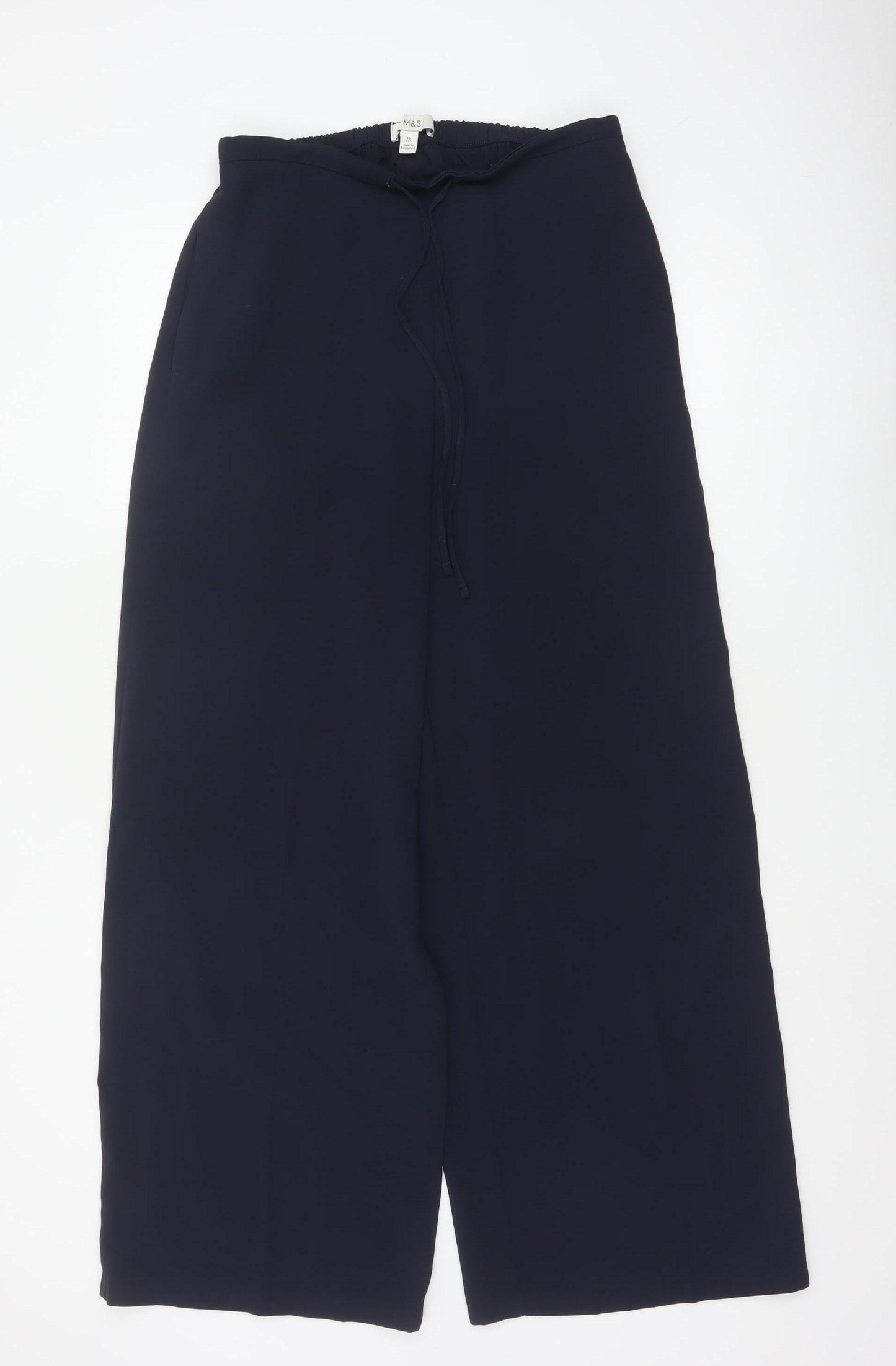 Marks and Spencer Women’s Navy Blue Size 10 Wide Leg Drawstring Trousers