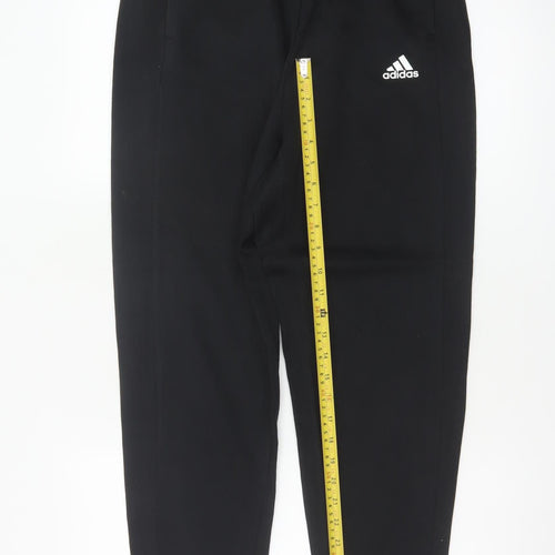adidas Boys Black Jogger Trousers 13-14 Years Cotton Blend Elastic Waist