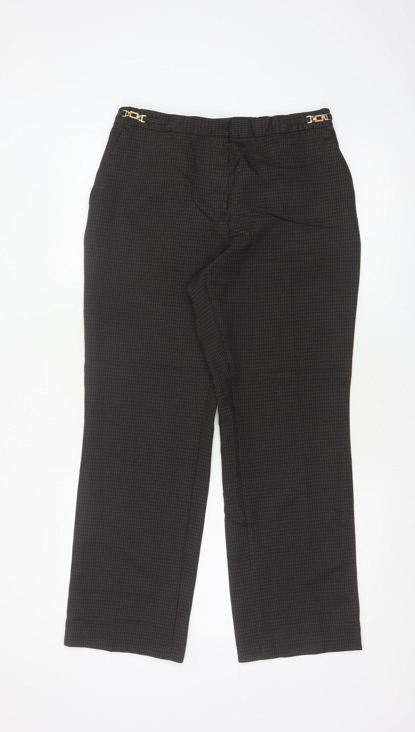 Marks and Spencer Women Brown UK 10 Short Straight Tailored Trousers