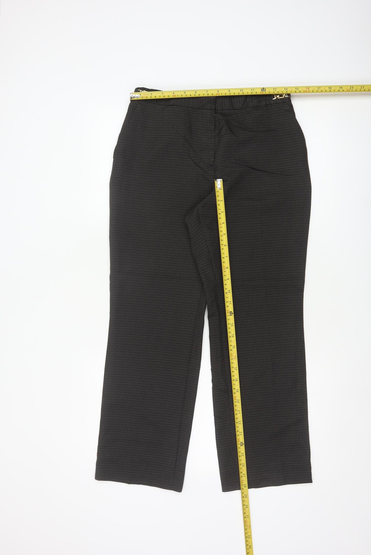 Marks and Spencer Women Brown UK 10 Short Straight Tailored Trousers