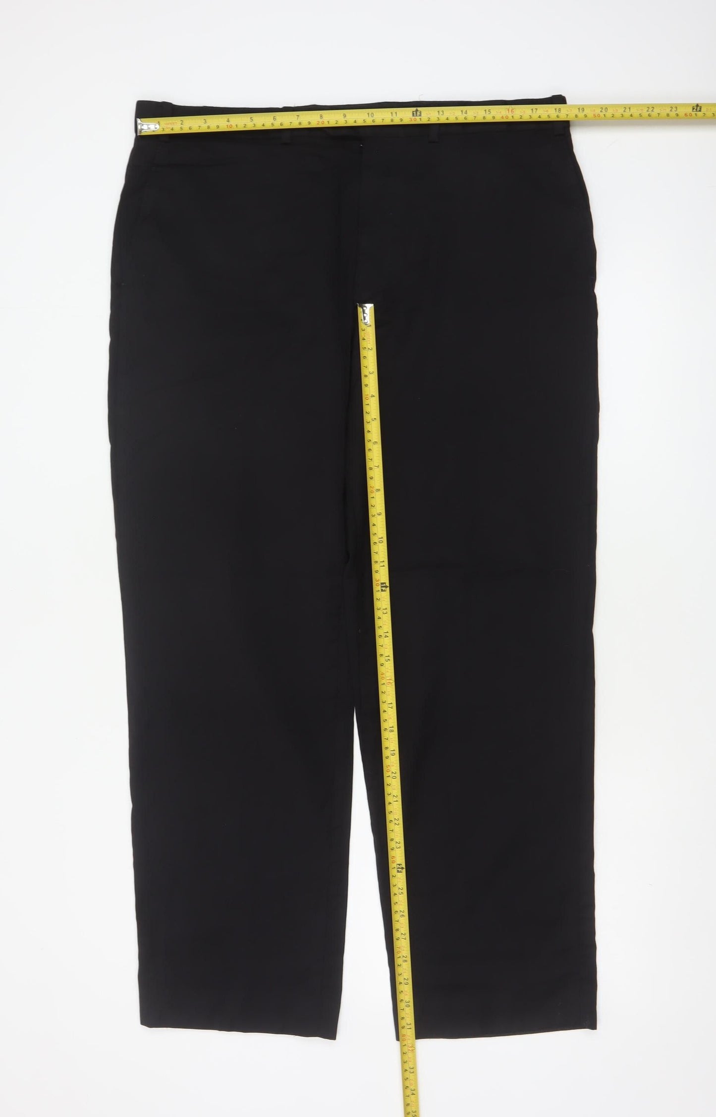 Marks and Spencer Men Black 36in Wool Tailoring Performance Dress Trousers
