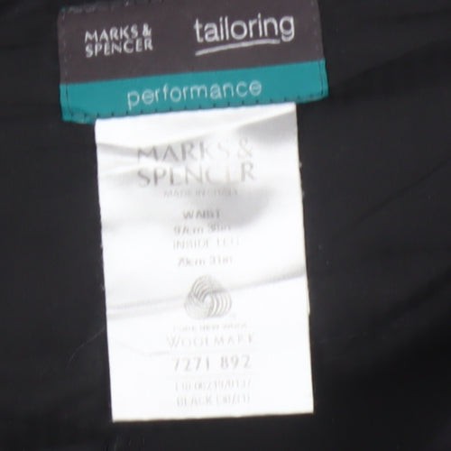 Marks and Spencer Men Black 36in Wool Tailoring Performance Dress Trousers