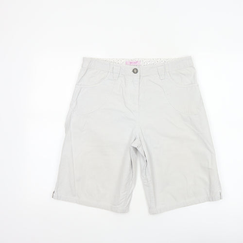 Marks & Spencer Per Una Women Grey White Check Bermuda Shorts UK 10