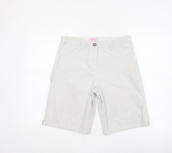 Marks & Spencer Per Una Women Grey White Check Bermuda Shorts UK 10