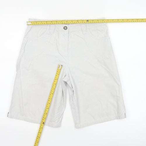 Marks & Spencer Per Una Women Grey White Check Bermuda Shorts UK 10