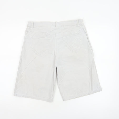 Marks & Spencer Per Una Women Grey White Check Bermuda Shorts UK 10