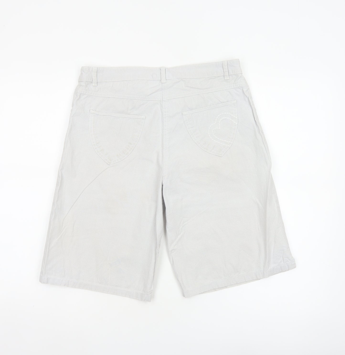 Marks & Spencer Per Una Women Grey White Check Bermuda Shorts UK 10