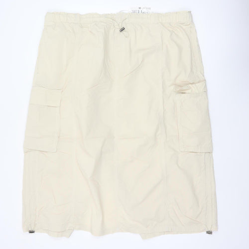 Marks & Spencer Women Beige UK 24 Long Cargo Skirt Drawstring Pockets