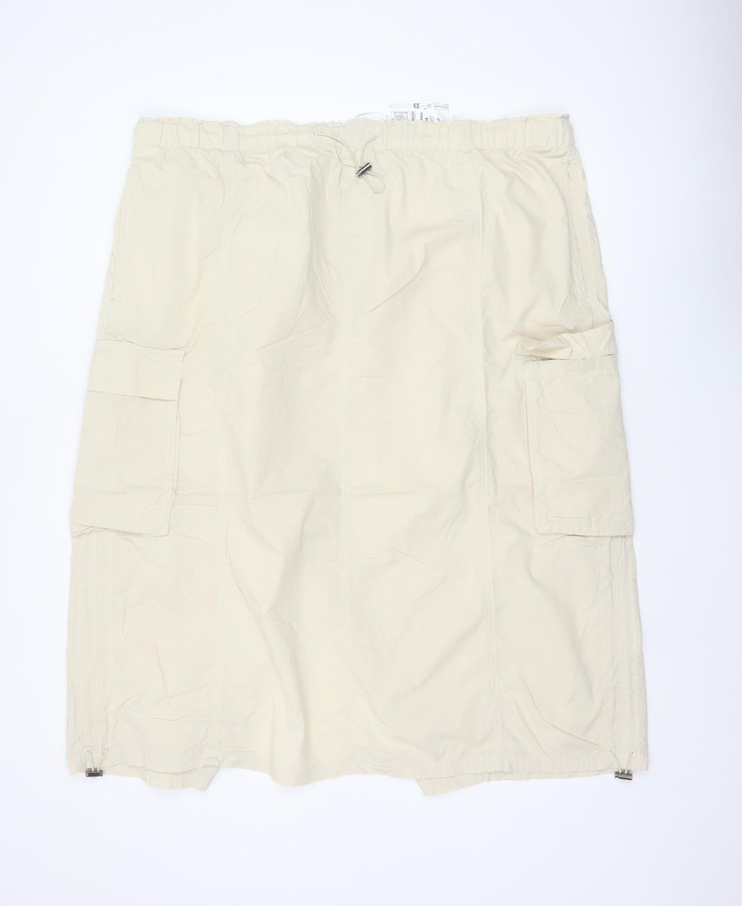 Marks & Spencer Women Beige UK 24 Long Cargo Skirt Drawstring Pockets