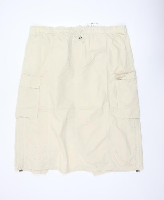 Marks & Spencer Women Beige UK 24 Long Cargo Skirt Drawstring Pockets