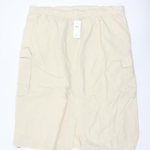 Marks & Spencer Women Beige UK 24 Long Cargo Skirt Drawstring Pockets