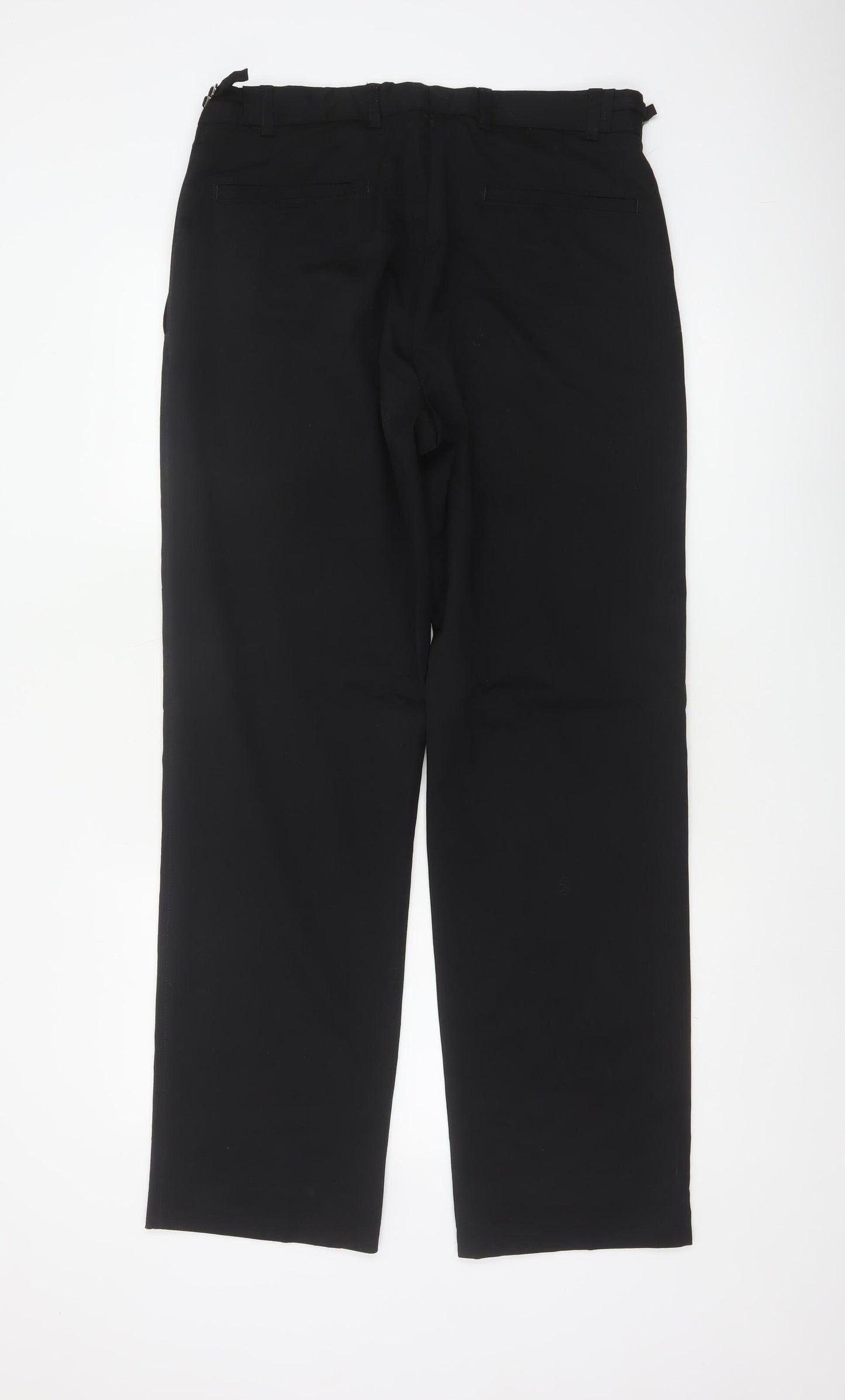 George Men’s Black 34 Regular Straight Dress Trousers Adjustable Waist