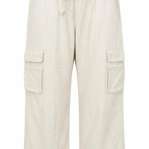 Marks and Spencer Women Ivory UK 22 Cargo Linen Blend Trousers