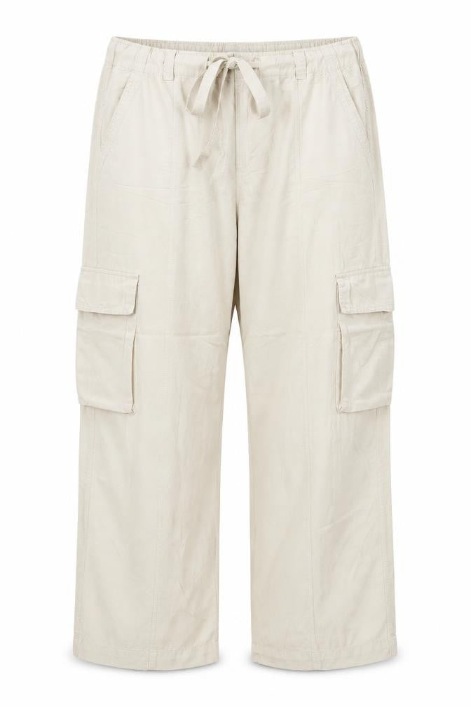 Marks and Spencer Women Ivory UK 22 Cargo Linen Blend Trousers