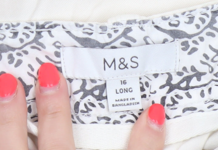 Marks & Spencer Women Beige Size 16 Long Cargo Cropped Trousers