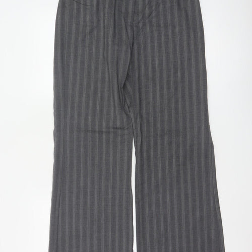 Next Women’s Grey Stripe Wool Blend Tailored Bootcut Trousers UK 10L