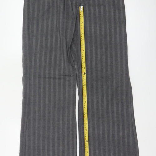 Next Women’s Grey Stripe Wool Blend Tailored Bootcut Trousers UK 10L