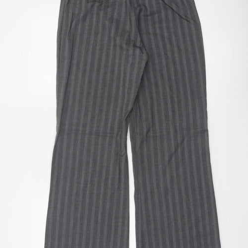 Next Women’s Grey Stripe Wool Blend Tailored Bootcut Trousers UK 10L
