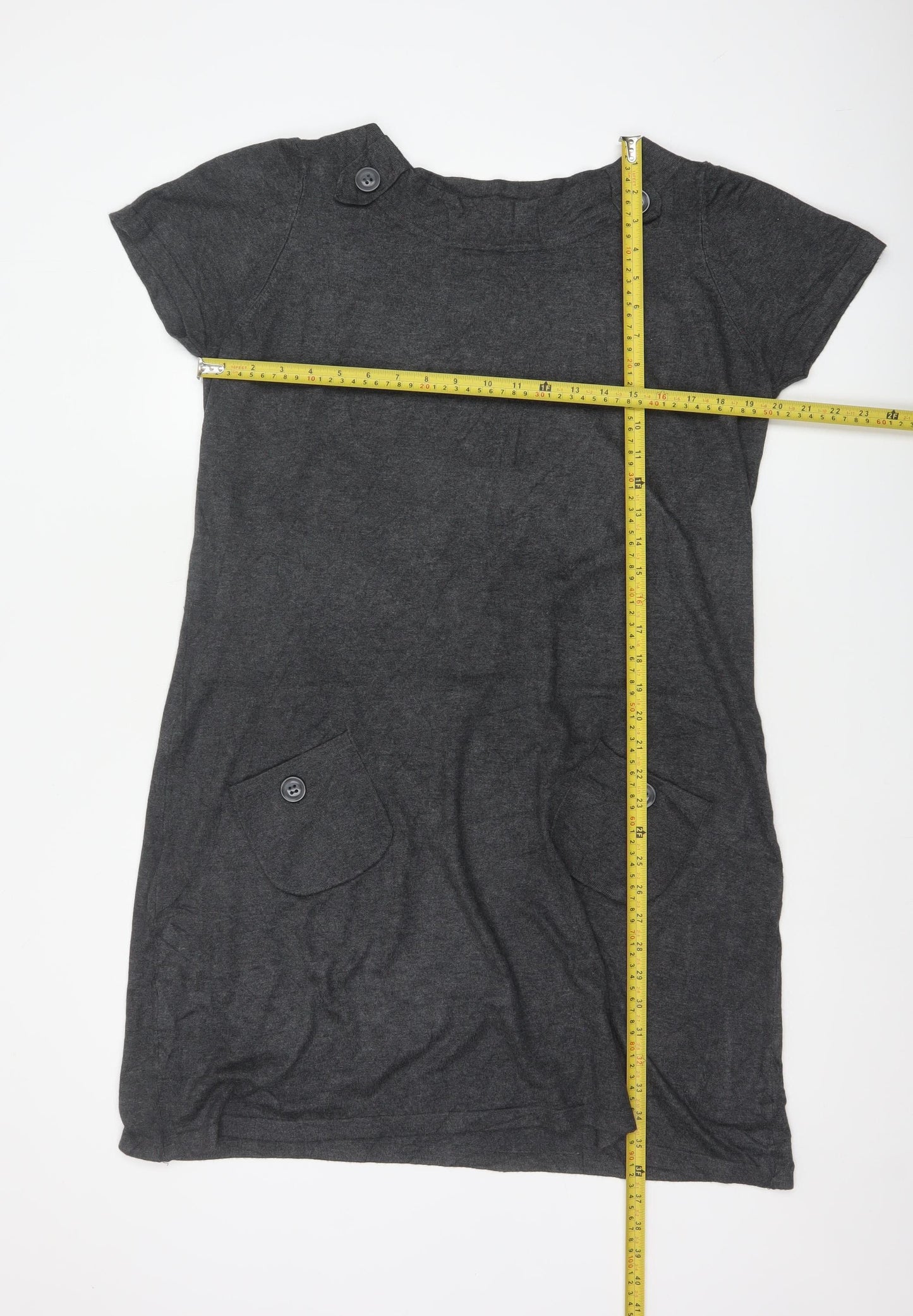 Marks & Spencer Women Grey UK 20 Knit Jumper Dress Pockets