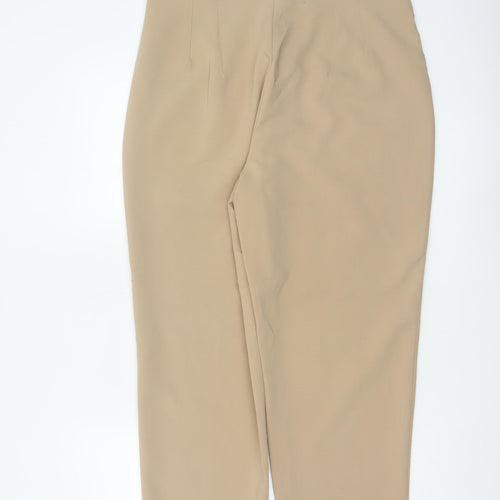 Zara Women Beige UK 14 High Rise Tapered Tailored Trousers