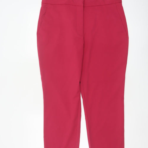 Zara Women Red Size 16 High Rise Tapered Tailored Trousers
