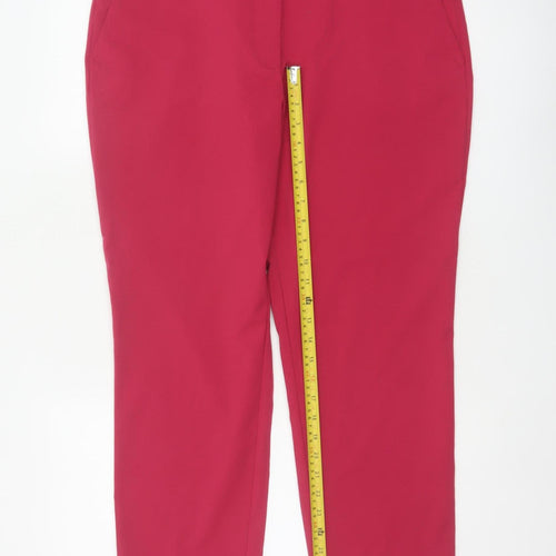 Zara Women Red Size 16 High Rise Tapered Tailored Trousers