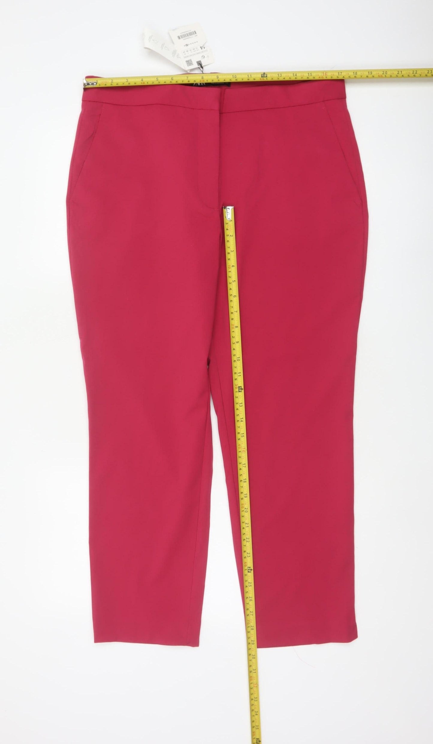 Zara Women Red Size 16 High Rise Tapered Tailored Trousers