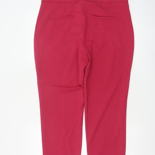 Zara Women Red Size 16 High Rise Tapered Tailored Trousers