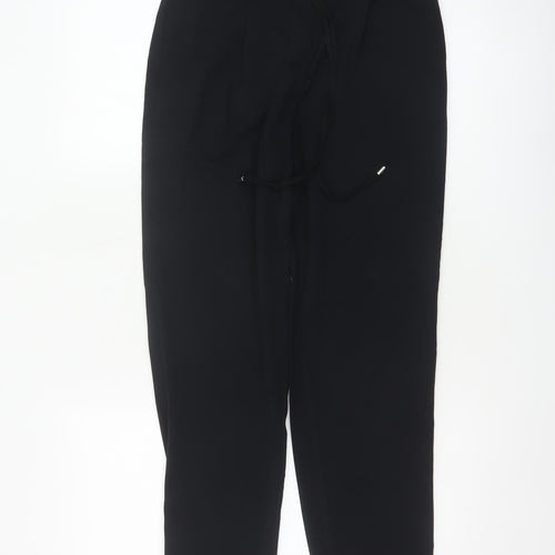 M&S Women Black UK 6 Tapered Drawstring Cuffed Jogger Trousers