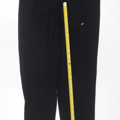 M&S Women Black UK 6 Tapered Drawstring Cuffed Jogger Trousers