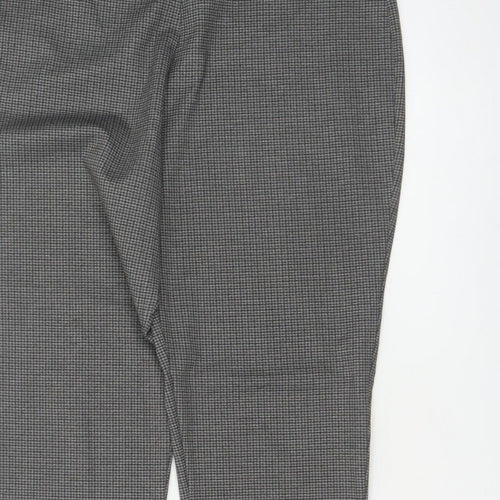 Next Women’s Grey Check Tapered Trousers Size 16 Long High Rise