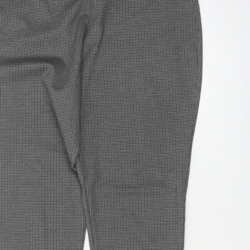 Next Women’s Grey Check Tapered Trousers Size 16 Long High Rise