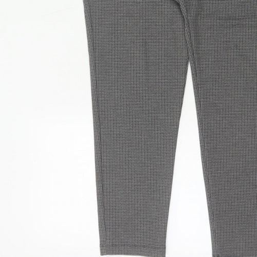 Next Women’s Grey Check Tapered Trousers Size 16 Long High Rise