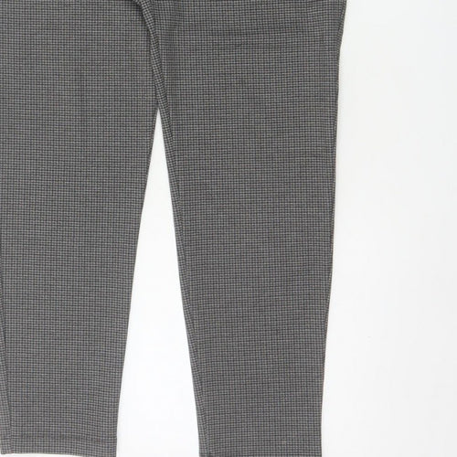 Next Women’s Grey Check Tapered Trousers Size 16 Long High Rise