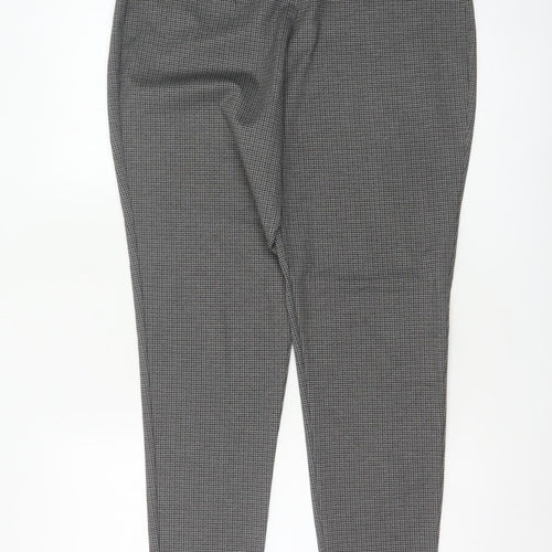 Next Women’s Grey Check Tapered Trousers Size 16 Long High Rise