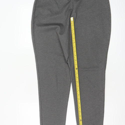 Next Women’s Grey Check Tapered Trousers Size 16 Long High Rise