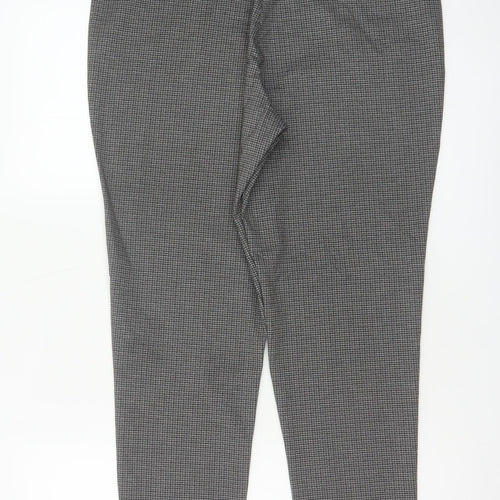 Next Women’s Grey Check Tapered Trousers Size 16 Long High Rise